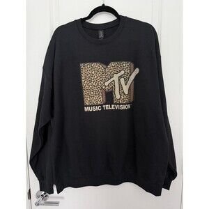 NEW MTV Cheetah Leopard Print Jersey 80’s Gildan Sweatshirt XL Extra Large